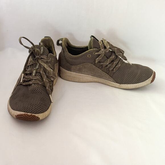 Sorel Out and About Hiking Tennis Shoes Olive Sage Green Suede Womens Size 7 - Picture 3 of 9